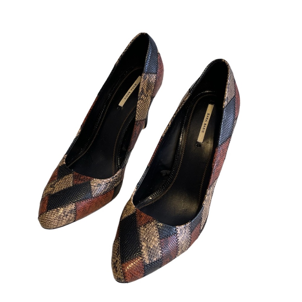 Zara Basic Black And Brown Patchwork Animal Print… - image 1